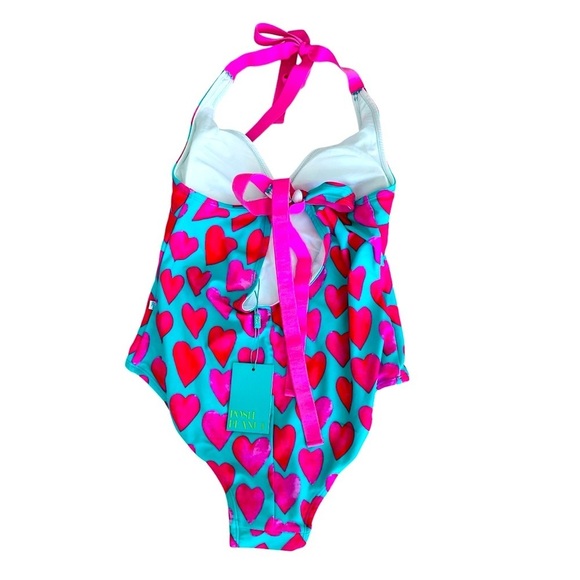 NWT Posh Peanut Women's 1 Pc Bathing Suit Swimsuit Hearts Medium 4-6 - Picture 2 of 4